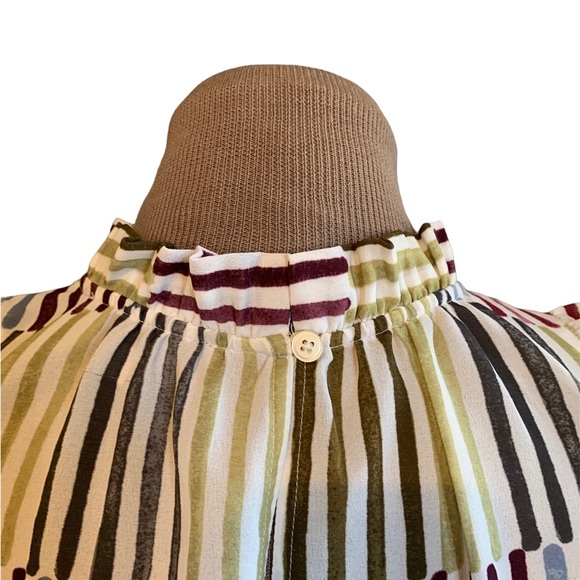 Loft multi colored sleeveless ruffle shoulder top. Size- S - Picture 5 of 7